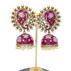 🆕 Bollywood Indo Western Plum Jhumka Earrings